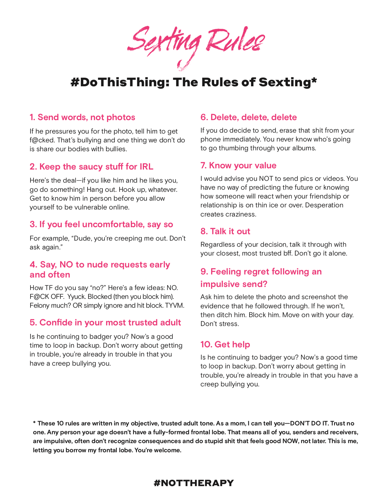 Dothisthing The Rules Of Sexting Not Therapy
